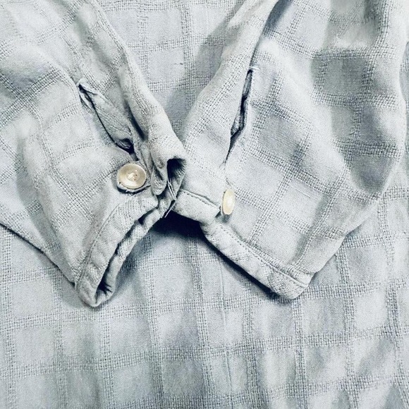 Men Small Claiborne Long Sleeve polo Silk Linen Blend Powder Blue - Picture 6 of 6